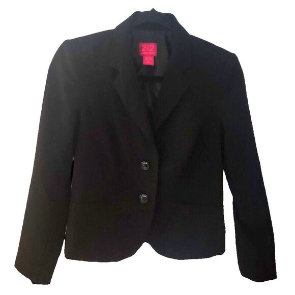 Black Stretch Blazer Womens Size 4 212 Collection 2 Button Jacket - Picture 1 of 7